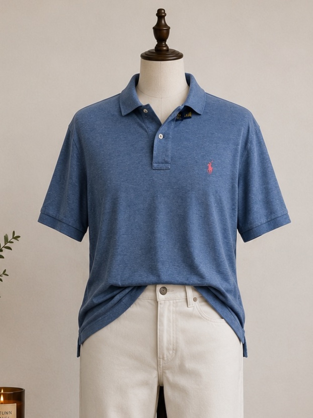 Polo Ralph Lauren Blue Pink Pony Cotton Polo Shirt Men's M Preppy Old Money